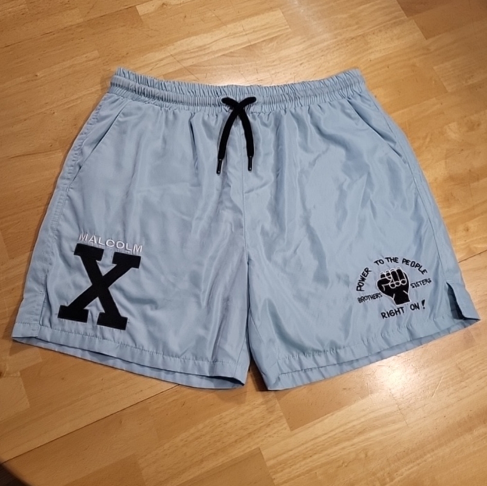 * SOLD***Malcolm X Shoe Palace Light Blue Swim Shorts Light Blue